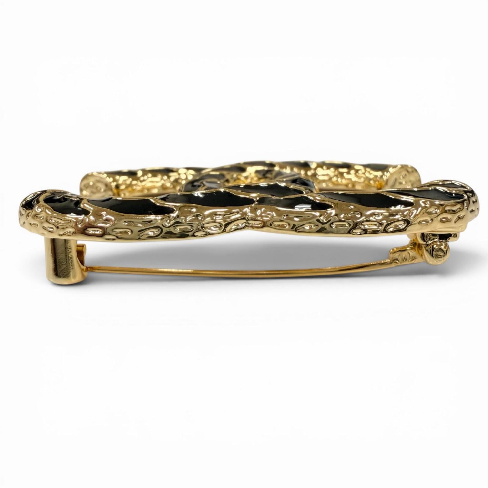 CHANEL B24P Coco Mark Brooch, Gold and Black, Made in Italy, Women's Accessory — Like New