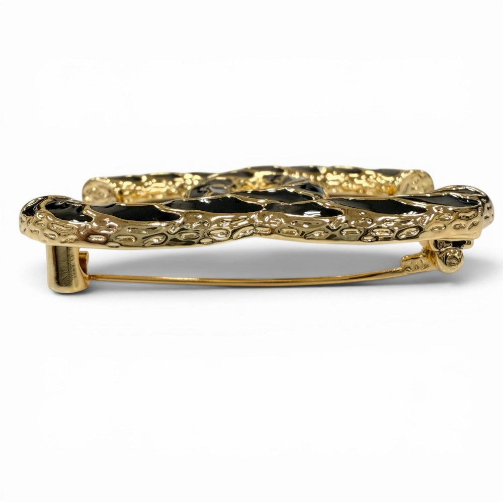 CHANEL B24P Coco Mark Brooch, Gold and Black, Made in Italy, Women's Accessory — Like New