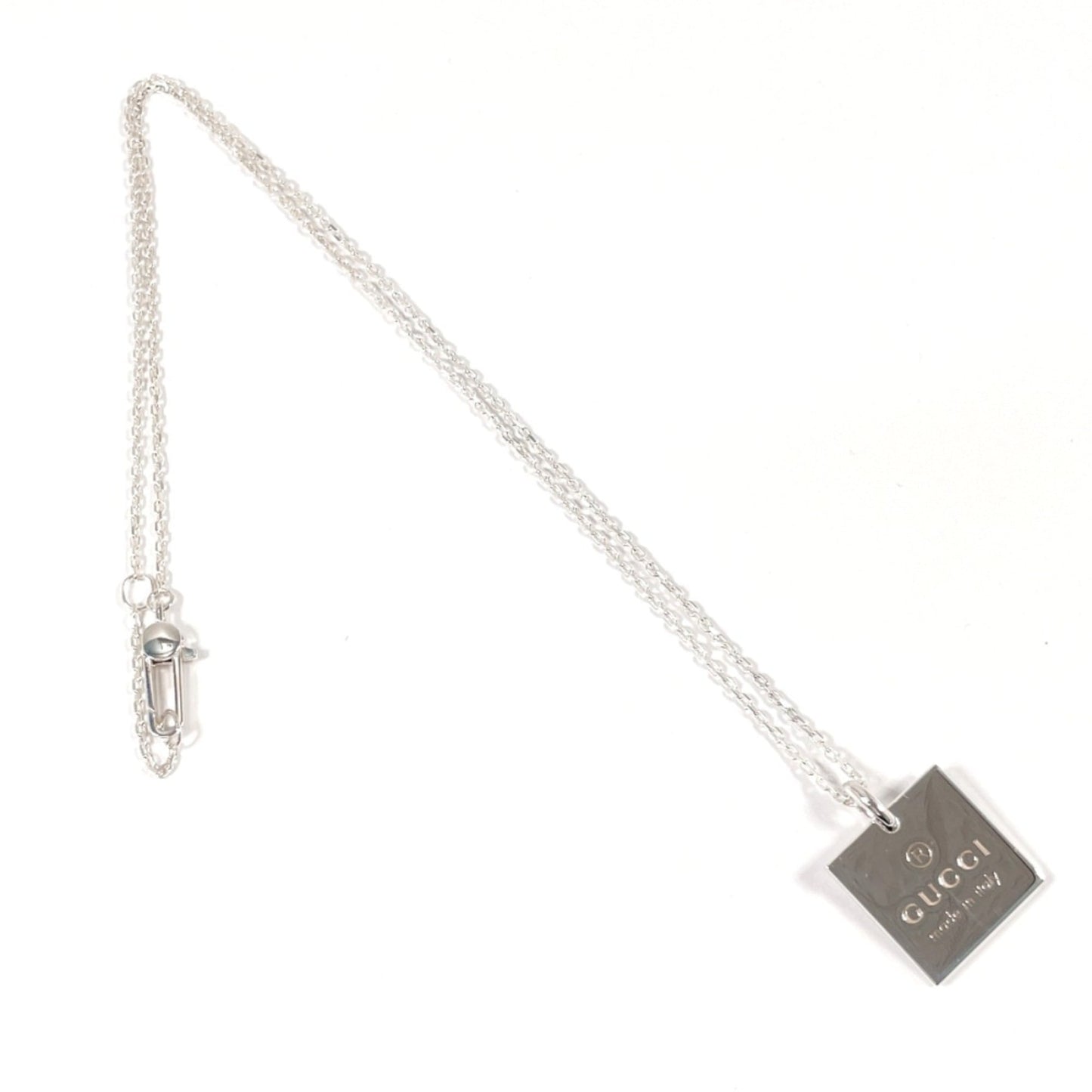 GUCCI Square Plate Necklace in Sterling Silver, Unisex