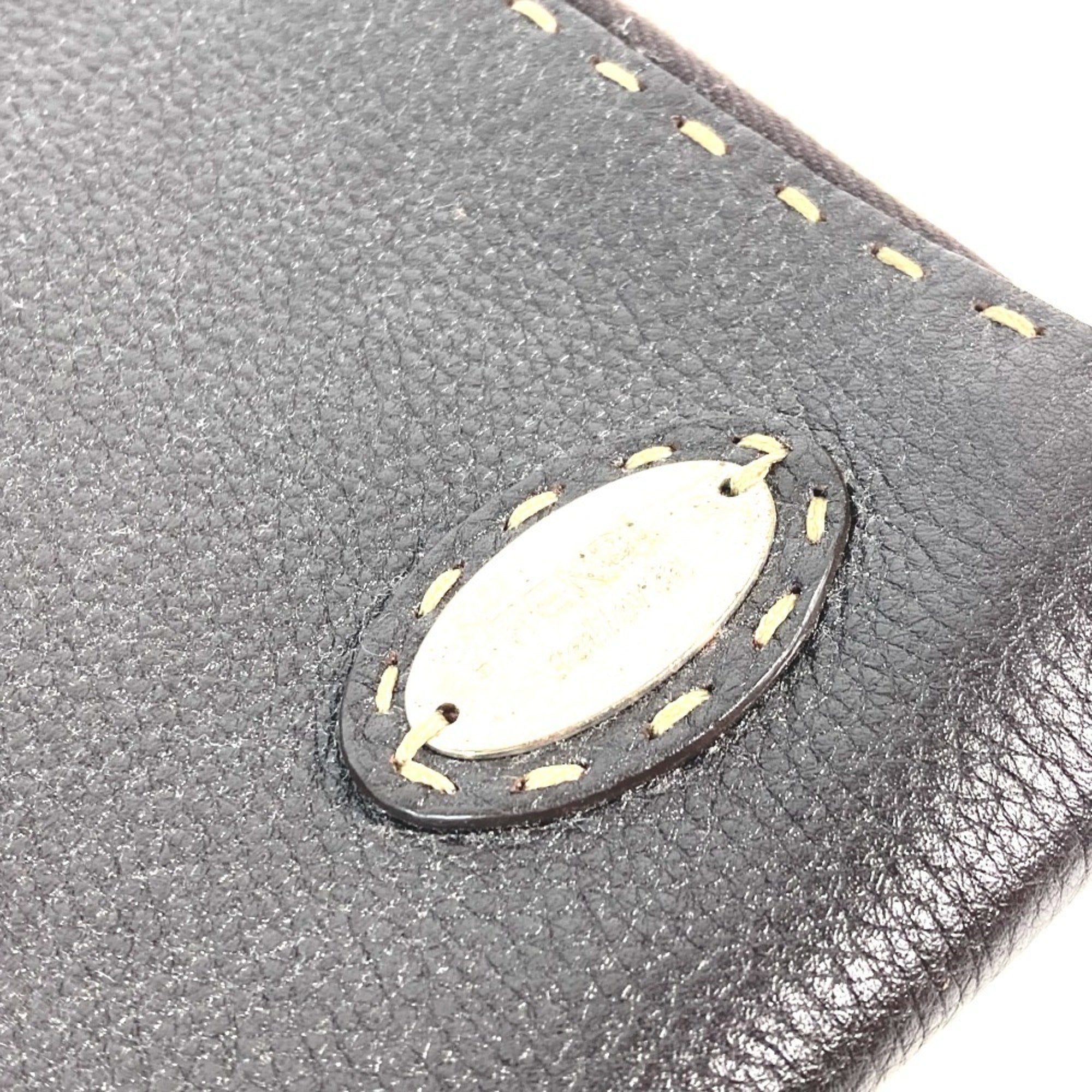 FENDI Selleria L-shaped clutch bag in leather for men, dark brown