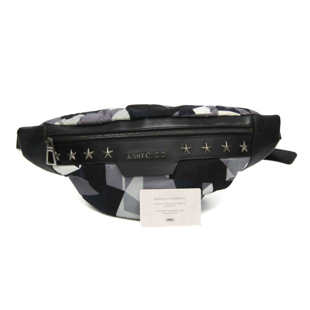 Jimmy Choo DERRY CNX Star Studs Men,Women Leather,Nylon Studded Fanny Pack,Sling Bag Black,Gray