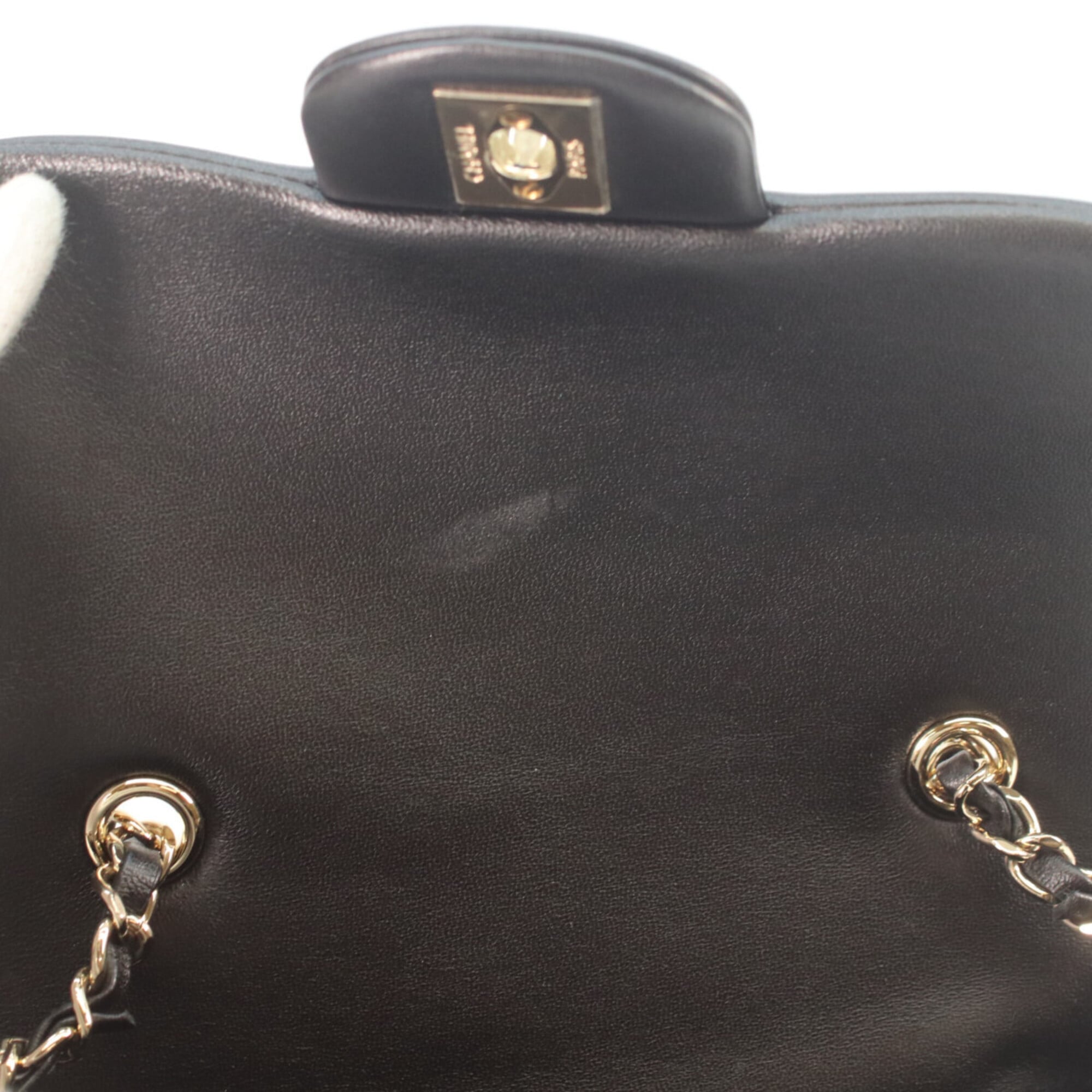 CHANEL AS4288 Matelassé 20 Black Lambskin x Patent Leather Gold Hardware Single Flap Shoulder Bag Women's — Like New