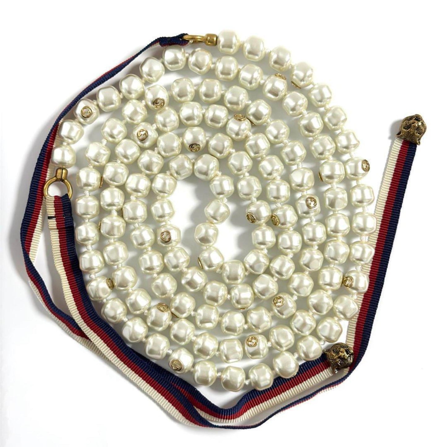 Gucci Women's Long Faux Pearl Tiger Head Necklace