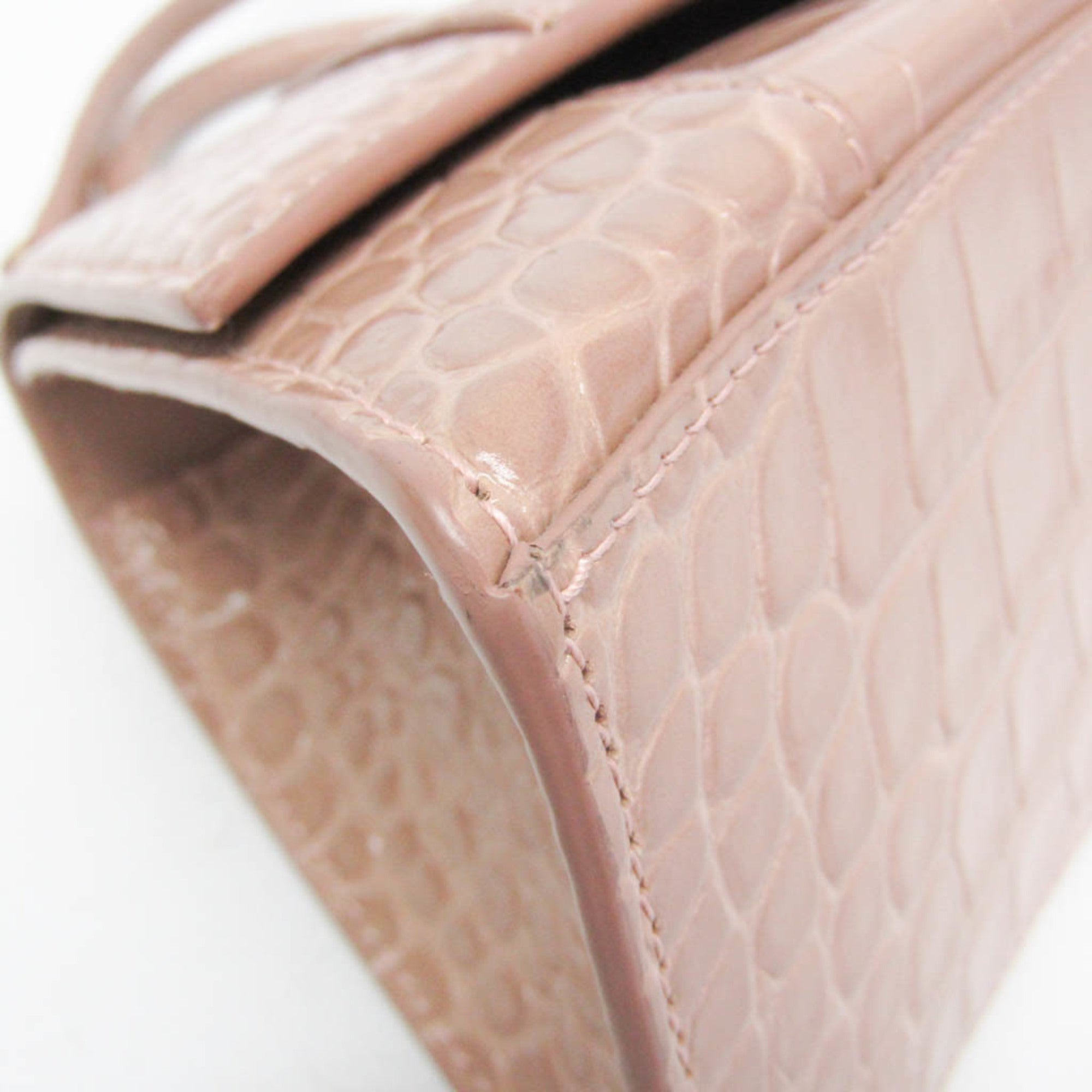 Balenciaga Hour Glass 593546 Women's Leather Handbag,Shoulder Bag Pink Beige — Like New
