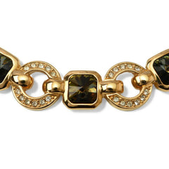 Christian Dior necklace with rhinestones in green and gold — Like New