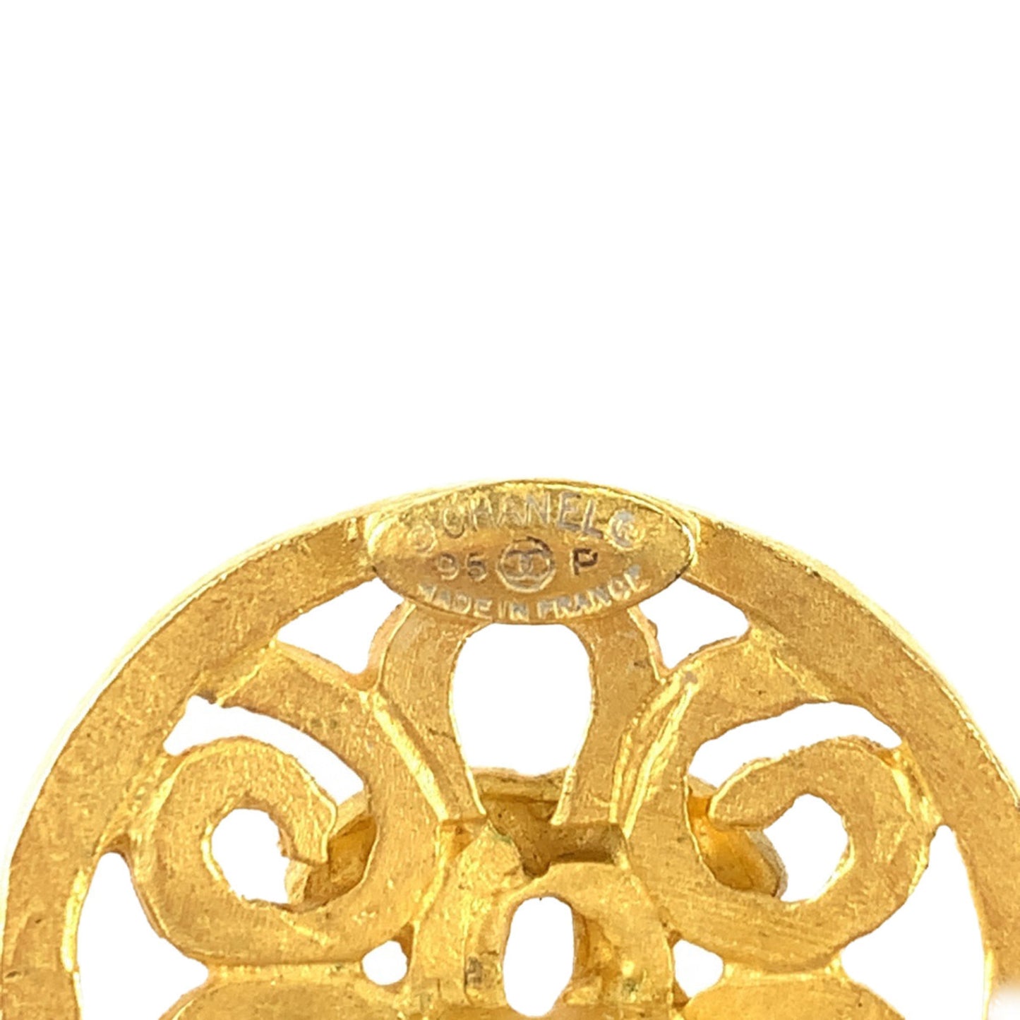 CHANEL Vintage Coco Mark Stone Gold, Red, and Blue Plated Swing Earrings for Women