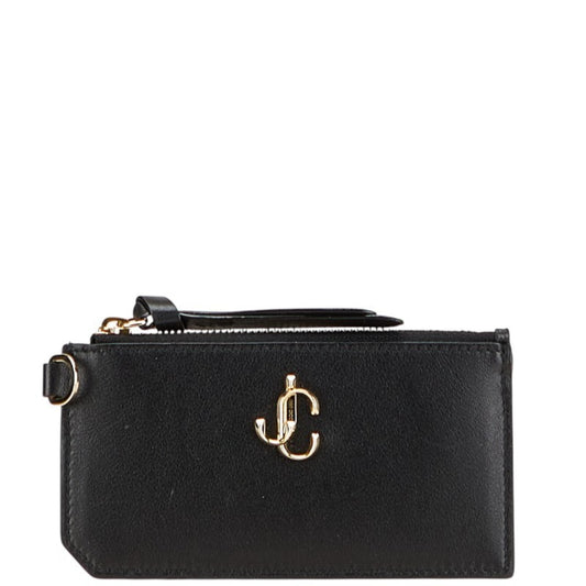Jimmy Choo JC Logo Wallet/Coin Case Fragment Black Leather Women's JIMMY CHOO
