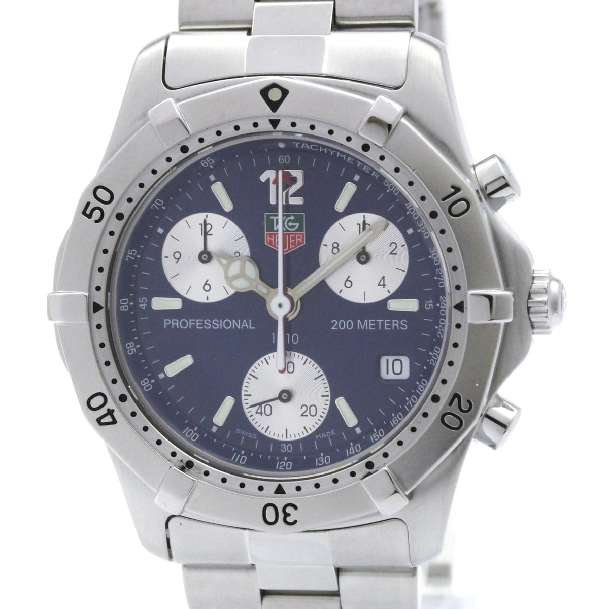 TAG HEUER 2000 Professional Chronograph Mens Watch CK1112 Polished — Very Good