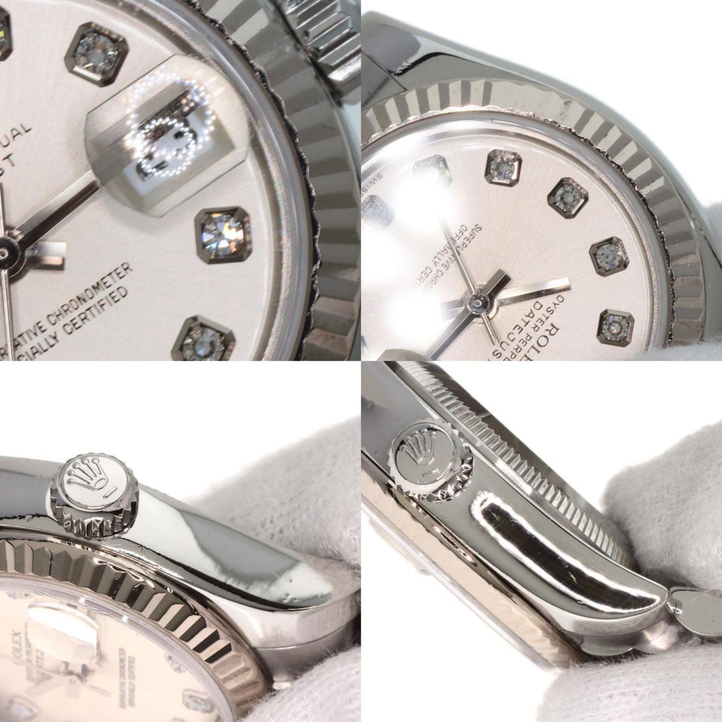 Rolex 179174G Datejust 10P Diamond Watch Stainless Steel SS Ladies ROLEX