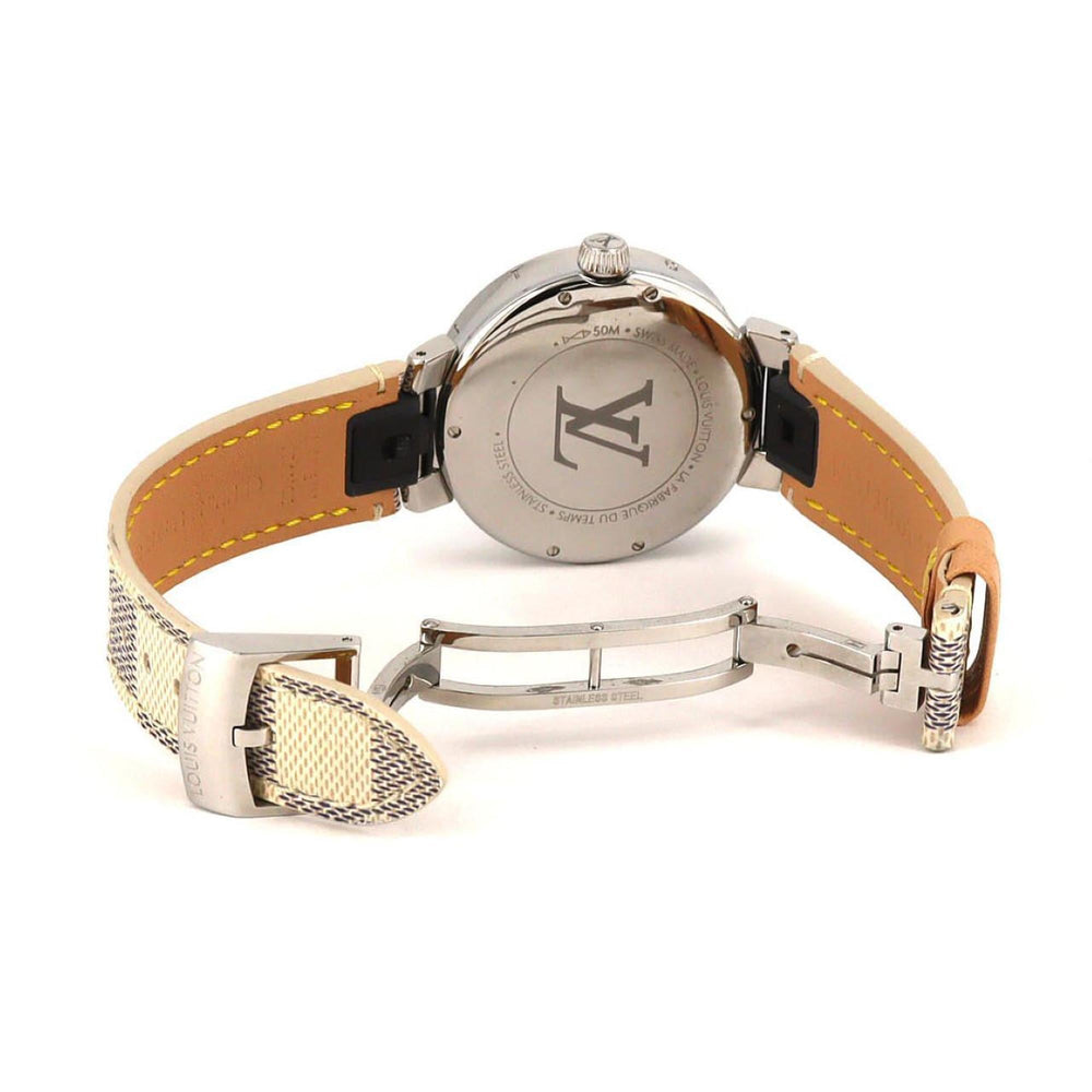 Louis Vuitton Tambour Dual Time 12P Circle D QA142 Stainless Steel Quartz Watch — Very Good