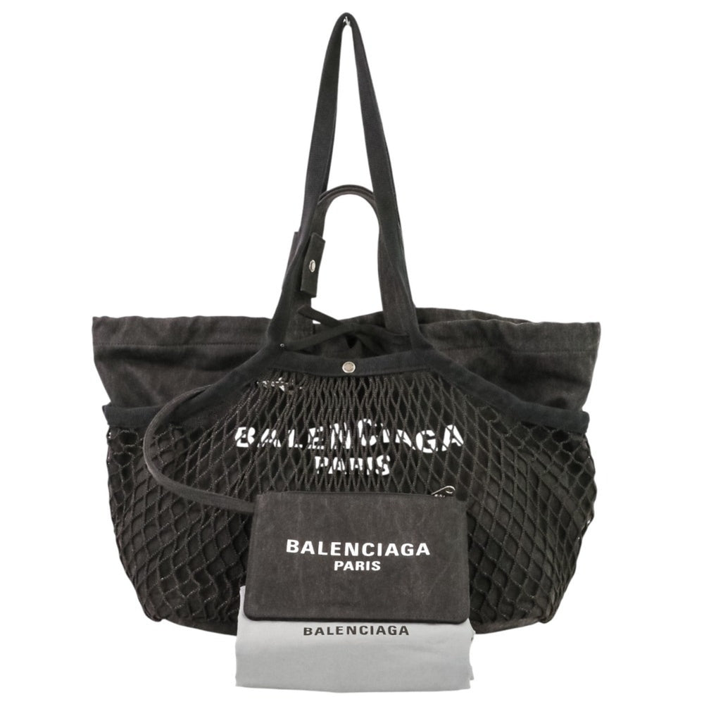 Excellent condition BALENCIAGA 24/7 mesh washed tote bag, size M, 791809, black, women's, Luxs, used brand clothing store — Like New