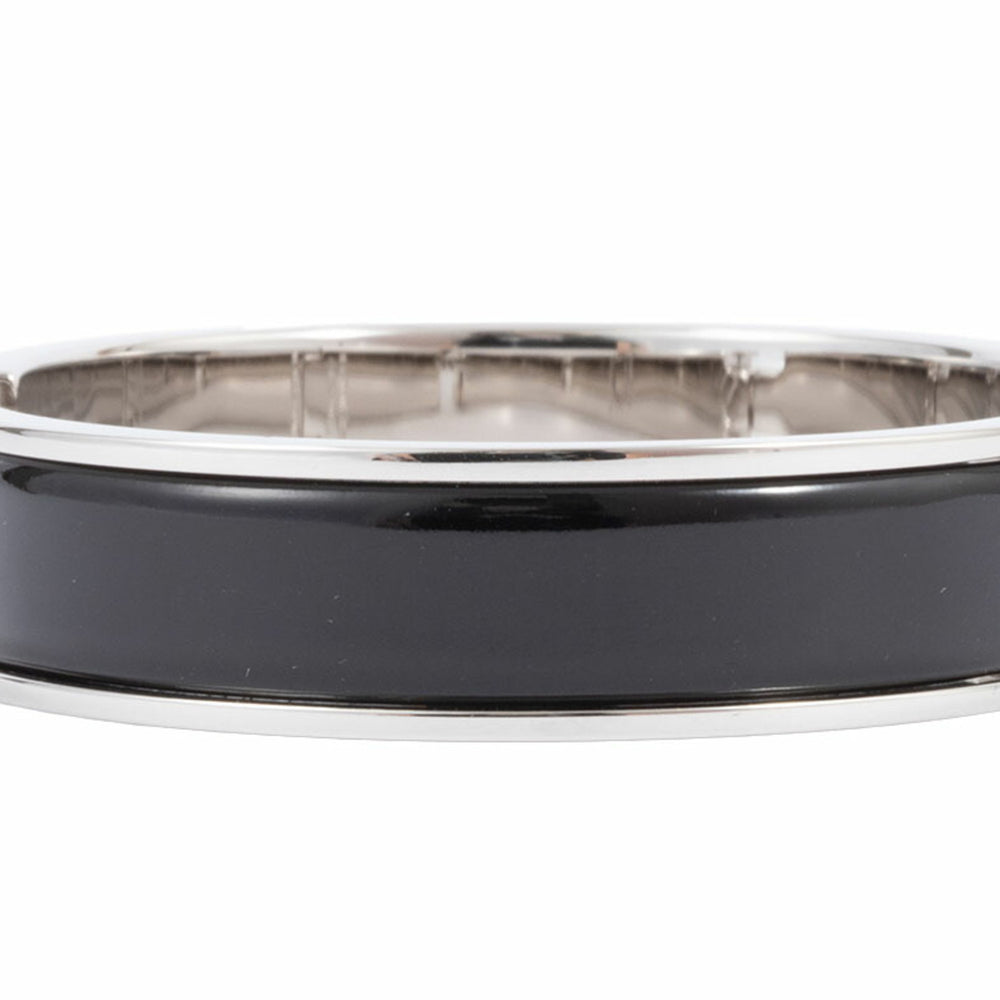 Hermes Enamel Bracelet Click H Bangle H700001 FP01PM Metal Black Silver Women's HERMES — New - Store Return