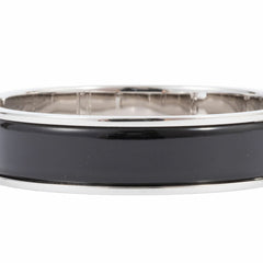 Hermes Enamel Bracelet Click H Bangle H700001 FP01PM Metal Black Silver Women's HERMES — New - Store Return