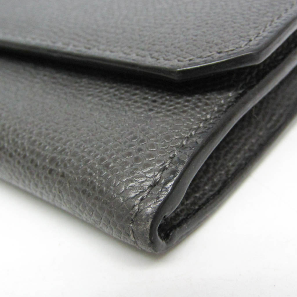 Valextra Men,Women Leather Long Wallet (bi-fold) Gray