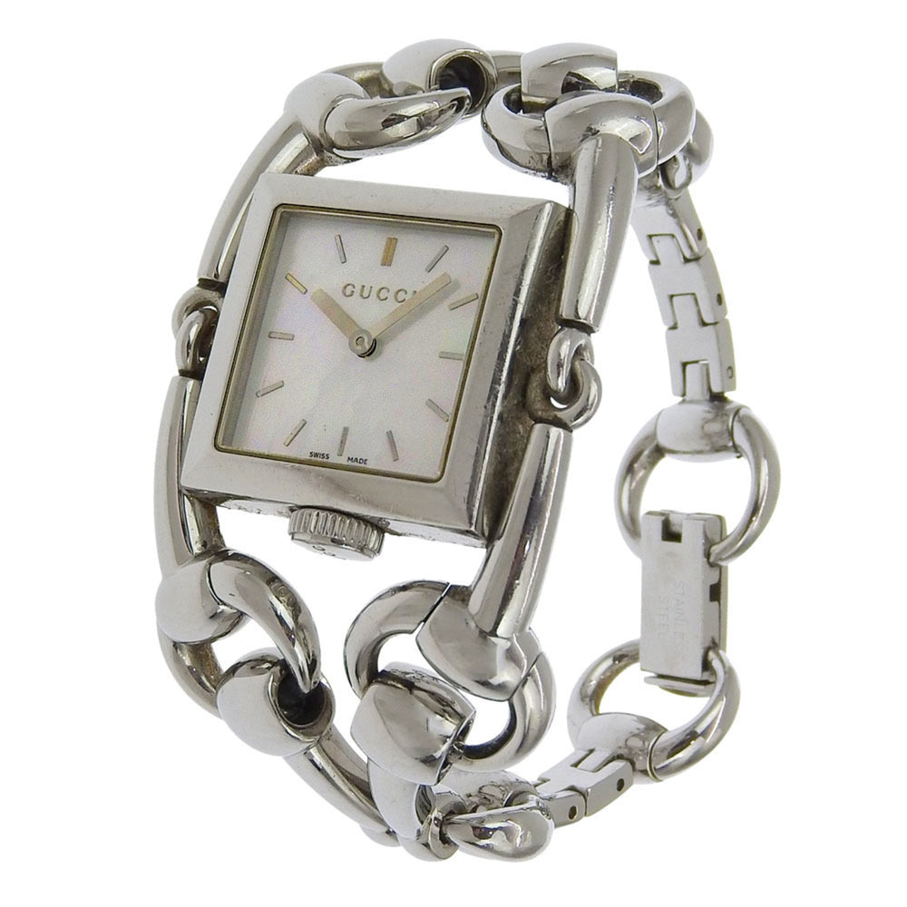 Gucci Signoria Watch, 116.3mm, Stainless Steel, Quartz Movement, Analog Display, White Shell Dial, Women's — Good