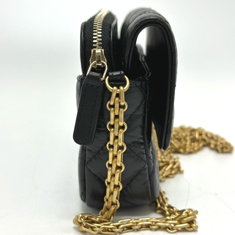 CHANEL AP2215 2.55 Mademoiselle Matelasse Chain Wallet Shoulder Bag Calfskin Women's Black G-230510-29 — New - Store Return
