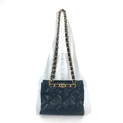 CHANEL AS3502 Chain Bag Quilted Matelasse Small Shopping CC Coco Mark Shoulder Lambskin Women's Black — Like New