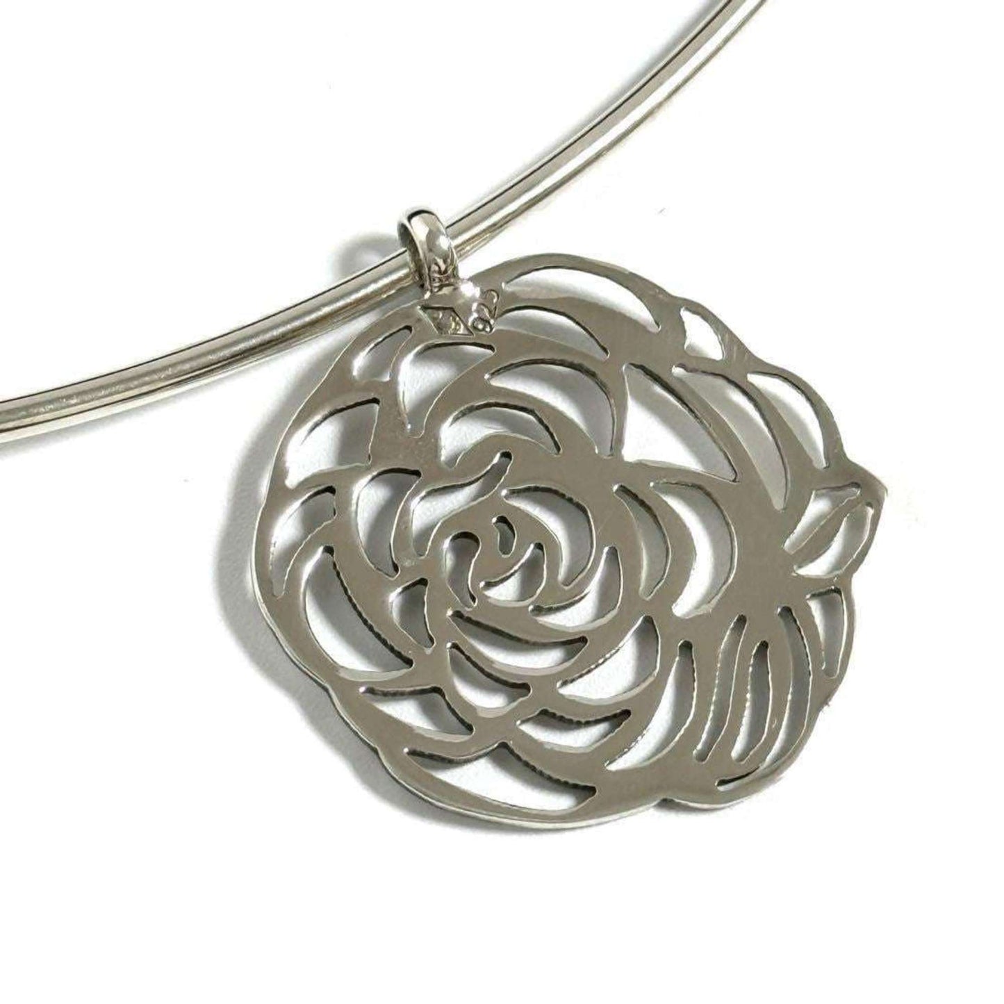 Chanel camellia pendant necklace choker in 925 silver