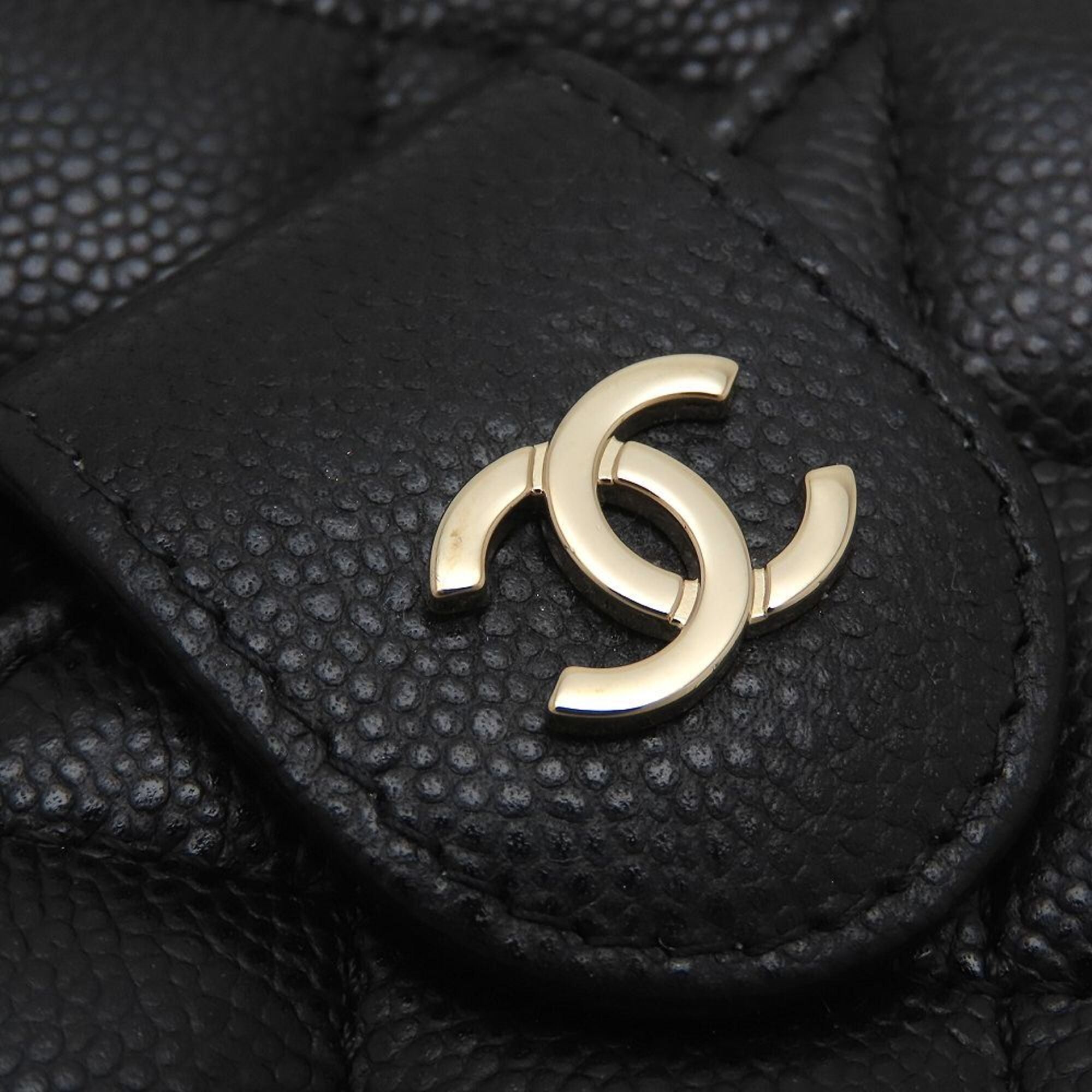 CHANEL Matelassé Chain Shoulder Bag AP3998, Caviar Leather, Black, Women's, 353279 — Like New