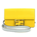 FENDI Flat Baguette Shoulder Bag in Yellow and Light Gray Leather, Women's, 8BS039-AAIW (h31756a)