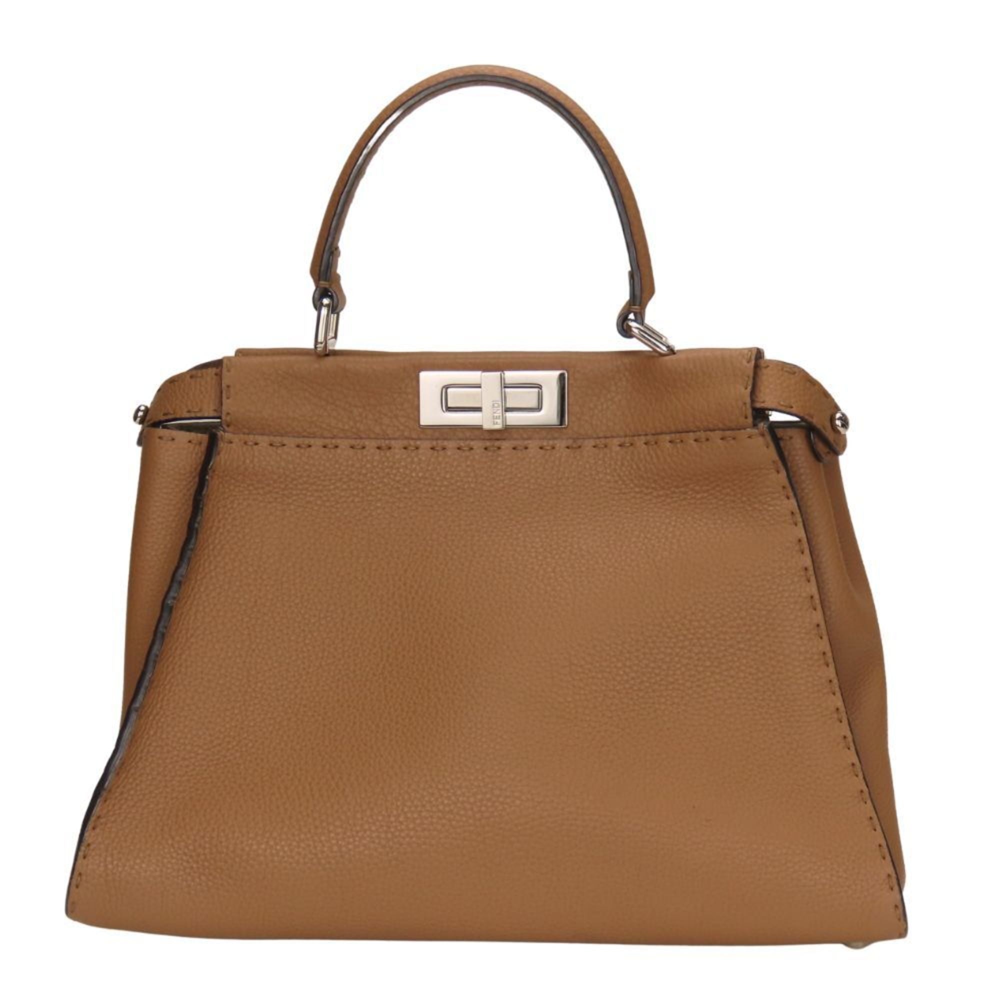 FENDI Handbag Peekaboo 8BN290 Selleria Leather Brown Shoulder Bag Women's