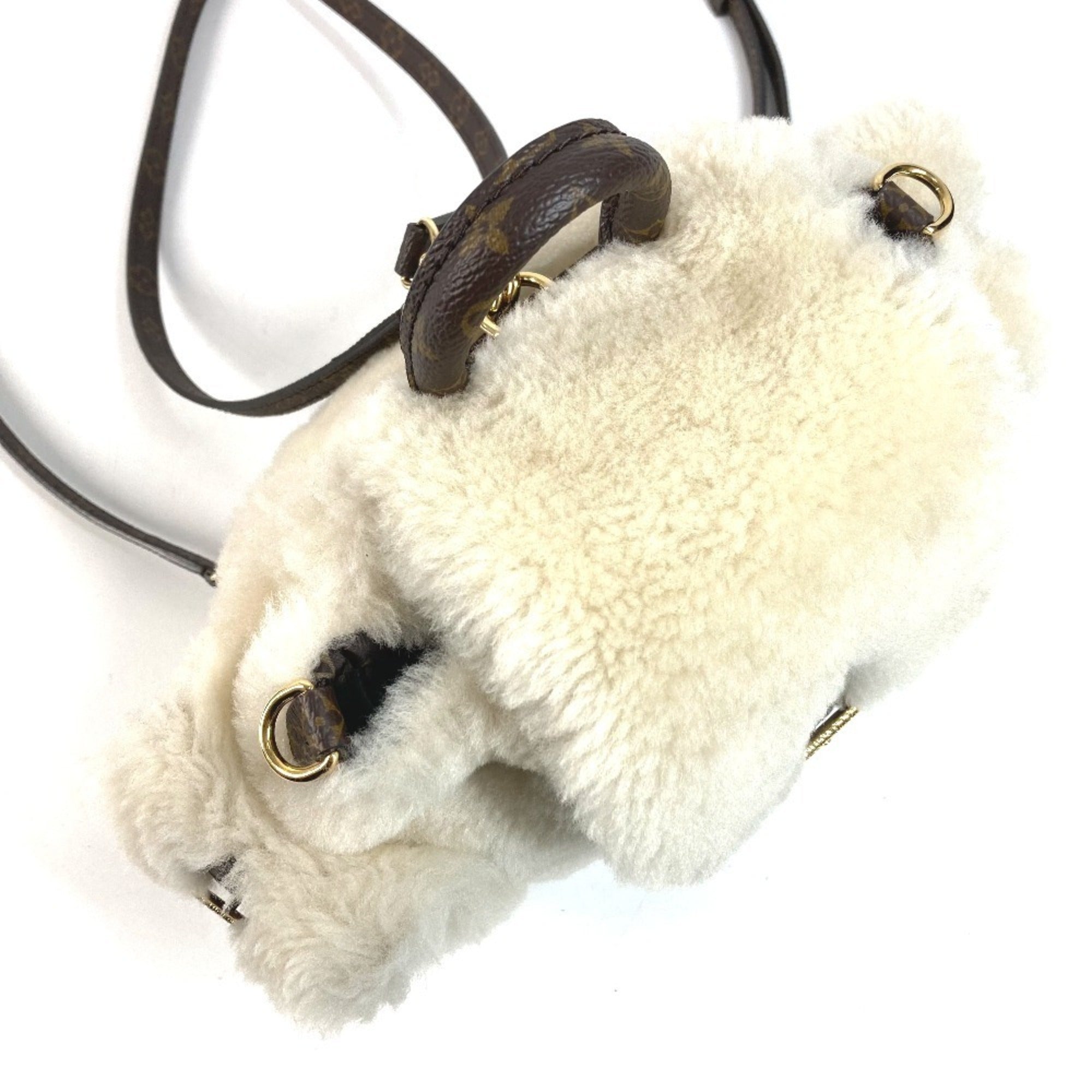 LOUIS VUITTON M11919 LV SKI Nano Teddy Backpack - 3-Way Bag (Shoulder Bag, Handbag, Rucksack) Shearling Canvas Men's & Women's Cream Beige — Like New