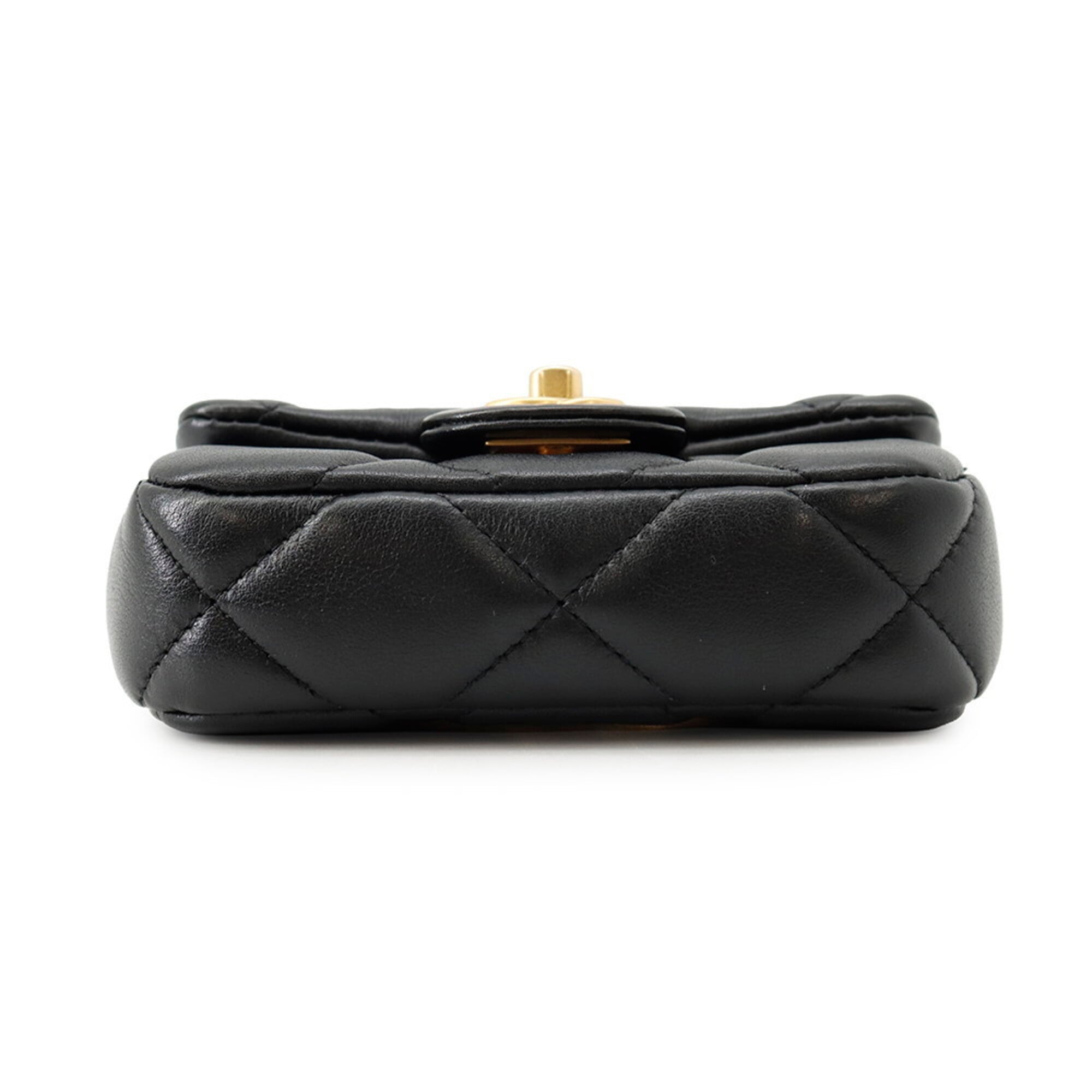 Chanel Chain Shoulder Bag Matelassé Coco Mark Lambskin AP2271 CHANEL Black Handbag Women's — Like New