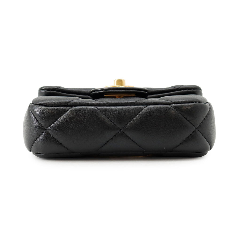 Chanel Chain Shoulder Bag Matelassé Coco Mark Lambskin AP2271 CHANEL Black Handbag Women's — Like New