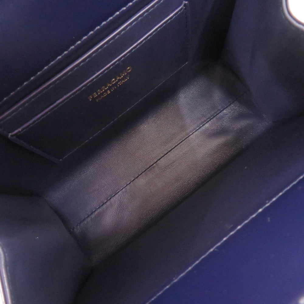 Unused Salvatore Ferragamo Wanda Mini 2WAY Gancini 213485 Calf Leather Blue Handbag 1389Salvatore — Like New