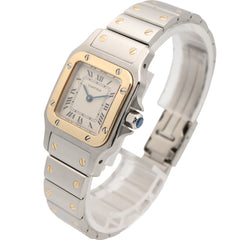 Cartier Santos Galbee SM Watch, 18K (Yellow Gold) Stainless Steel, Ladies, Silver Tone, W20012C4 — Very Good