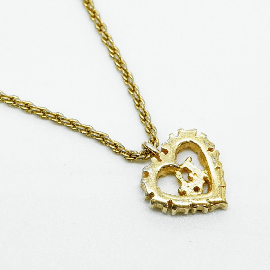 Christian Dior necklace with heart motif, gold plated rhinestones, for women.