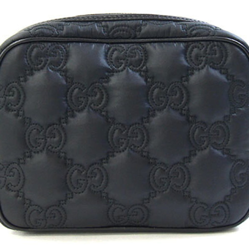 Gucci GG Matelassé Small Shoulder Bag, Black Nylon Leather Crossbody Bag — Like New