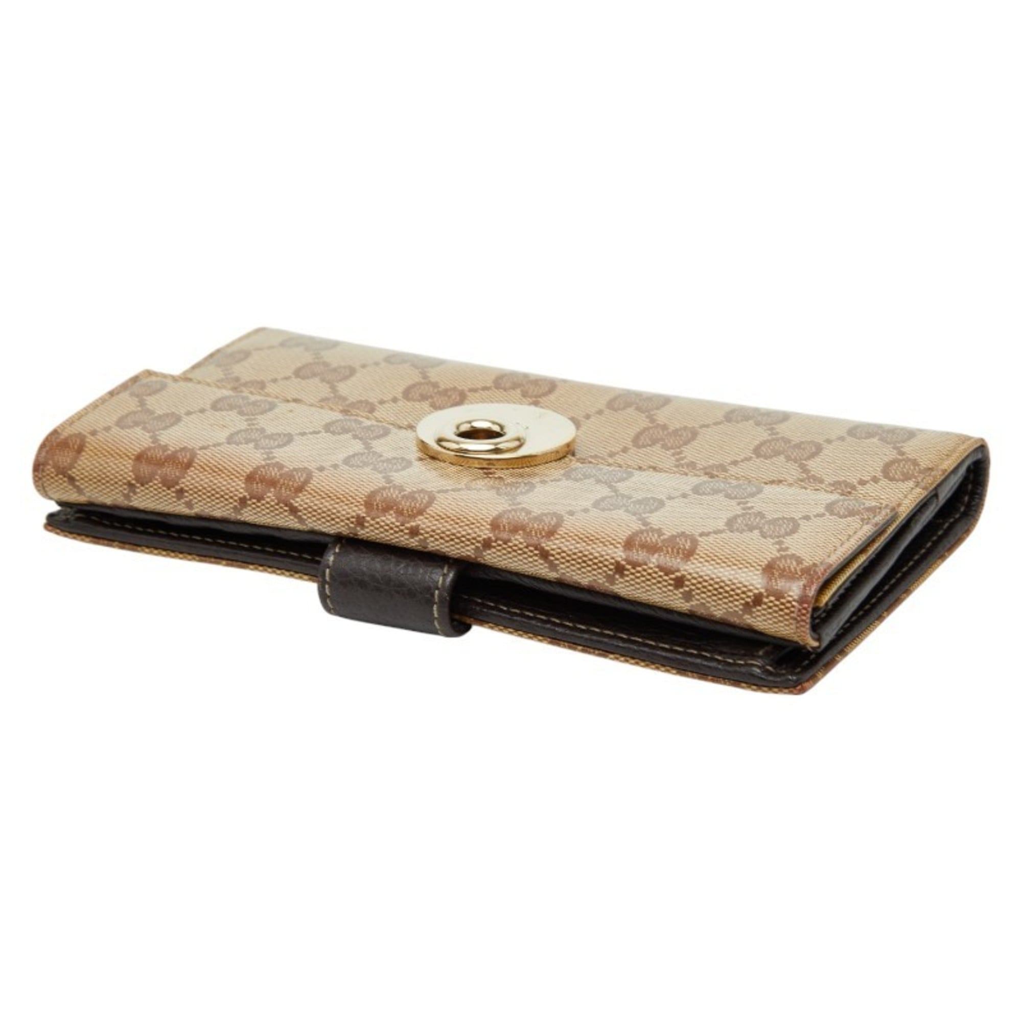 Gucci GG Crystal Long Wallet 231835 Beige Brown Leather Women's GUCCI