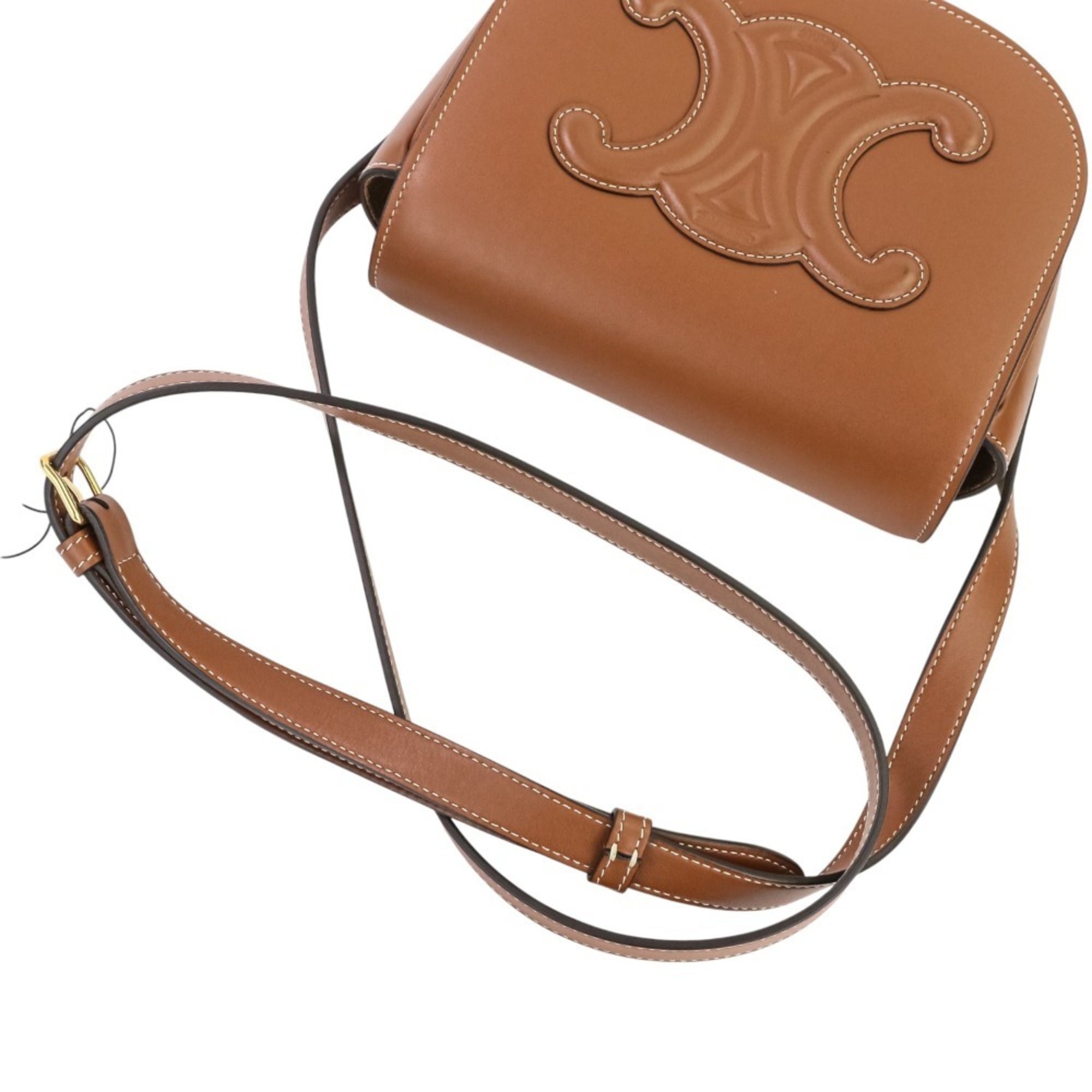 CELINE Folco Cuir Triomphe Shoulder Bag, Brown, Women's, Luxs, Pre-owned Brands — Like New