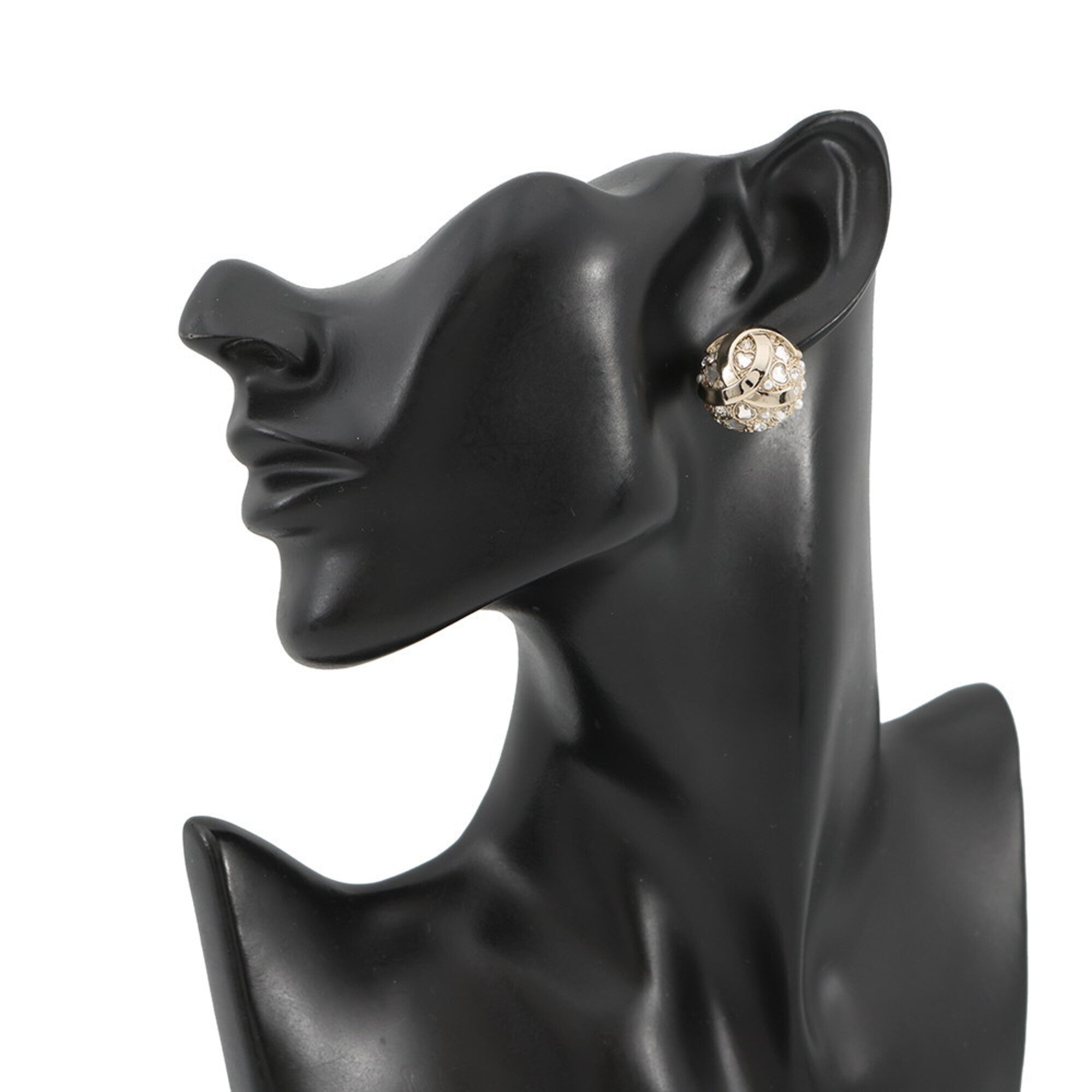 Chanel Earrings, Coco Mark Round Earrings with Rhinestones and Faux Pearls, B25A ABF219, CHANEL for Women — Like New
