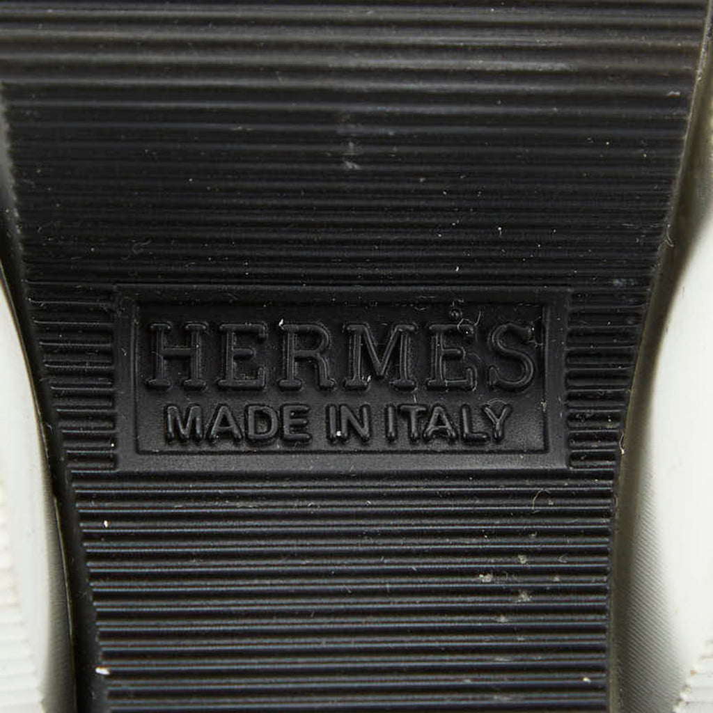 Hermès Eclair Slip-on Sneakers, Size 37, White, Black, Orange, Knit, Women's, HERMES