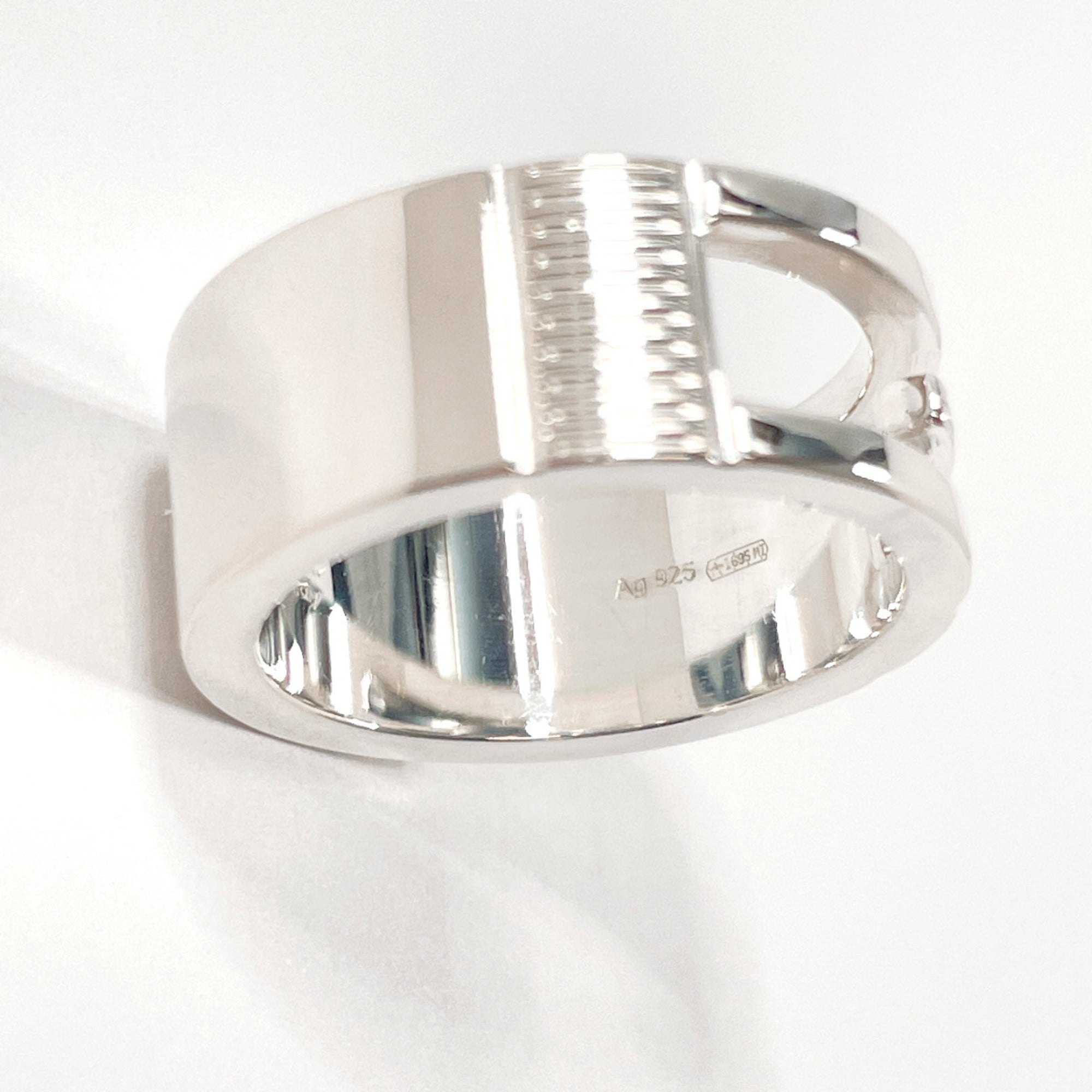 GUCCI Branded Cutout G Ring, Sterling Silver 925, Size 10, Silver, Women's — Like New