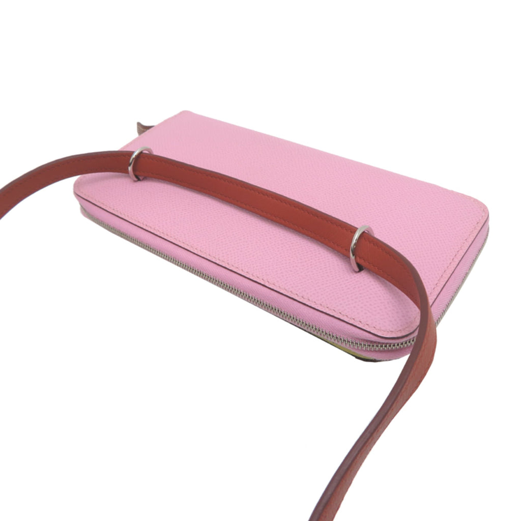 Hermes Hermès Nouveau To Go Zip B Stamp Women's Shoulder Bag Swift Mauve Sylvestre x Lime Cuivre