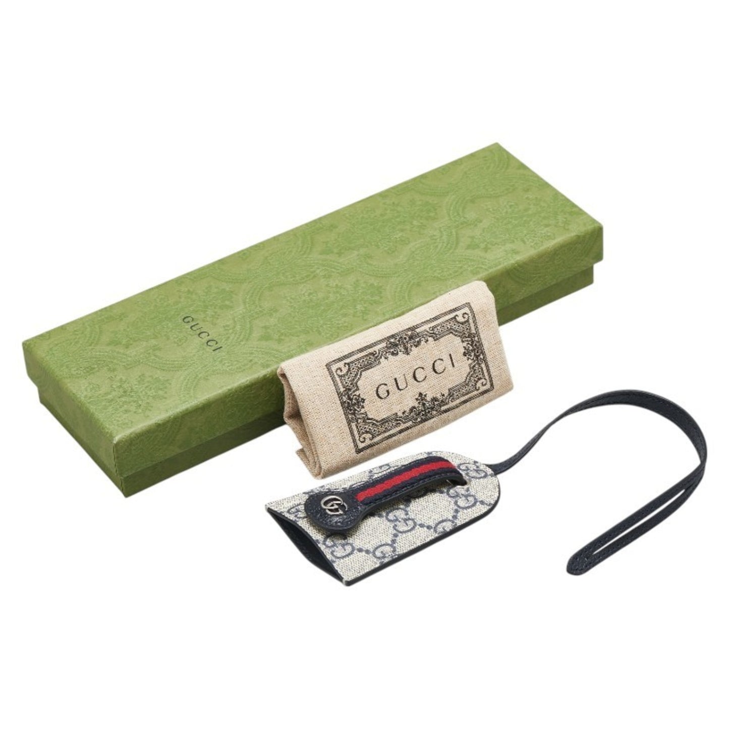 Gucci GG Supreme Web Charm Key Case 725220 Beige Multicolor PVC Leather Women's GUCCI