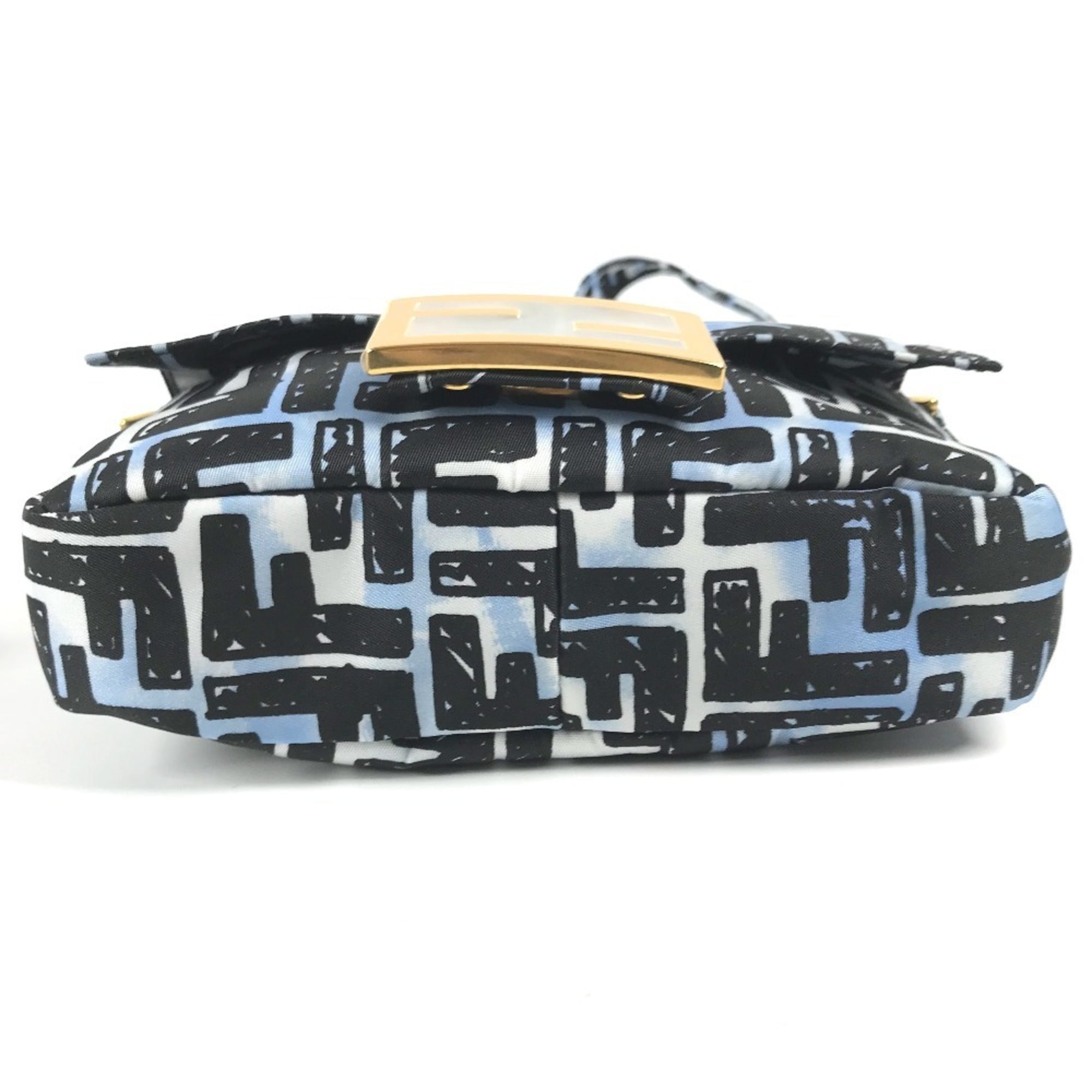 FENDI 8BR784 Joshua Vides Collaboration Zucca Baguette Bag Pochette Shoulder Nylon Men's Blue — New - Store Return