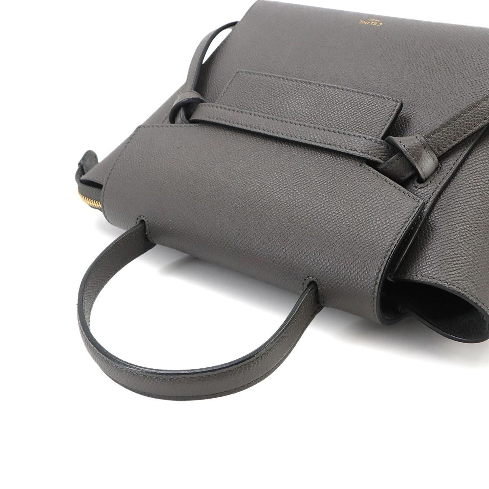 Celine CELINE Bag Waist Nano 2-way Hand Shoulder Handbag Leather Gray 189003 Belt — Like New