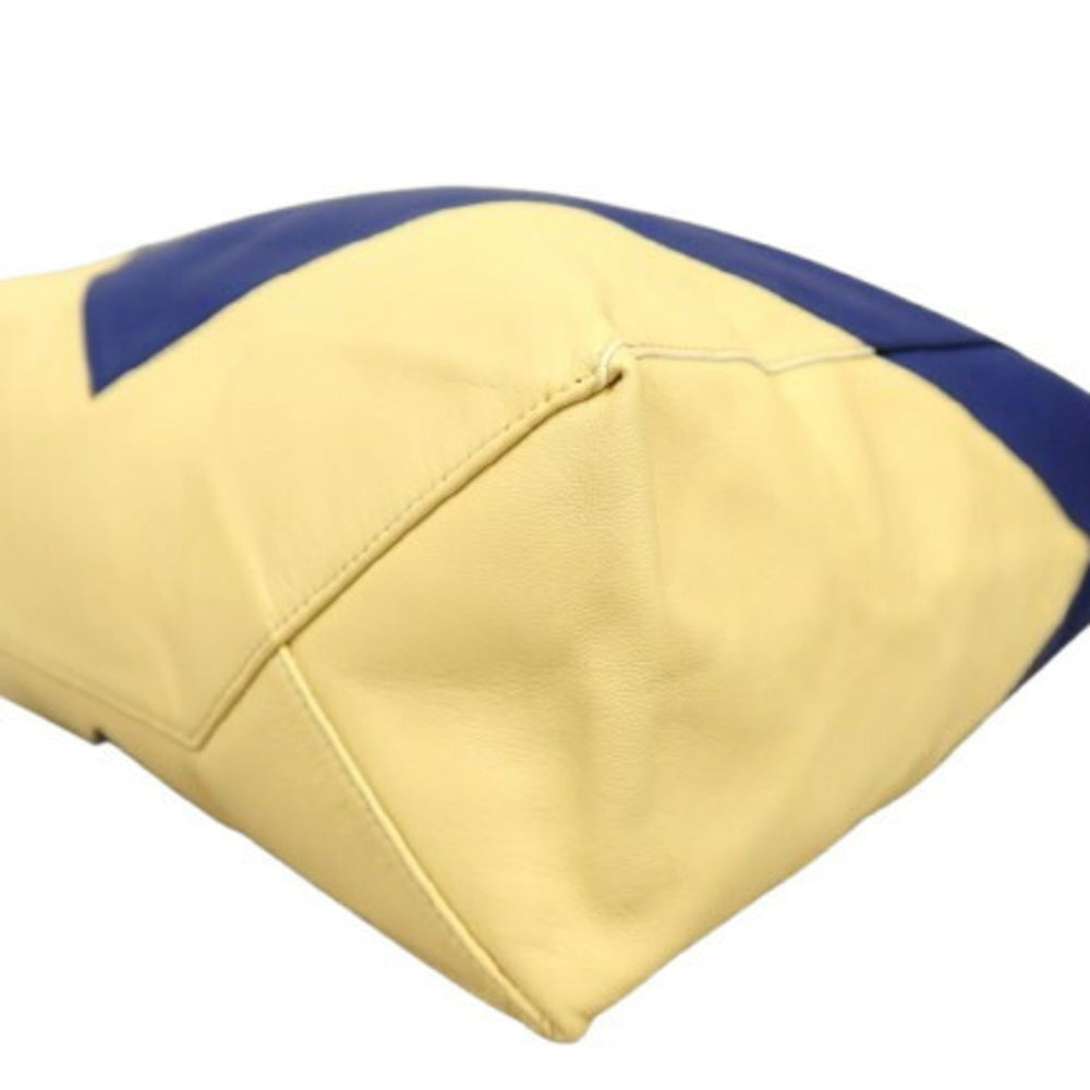 CELINE Tote Bag Horizontal Cabas - Cream Yellow Blue Calf Leather Men's Women's — Like New