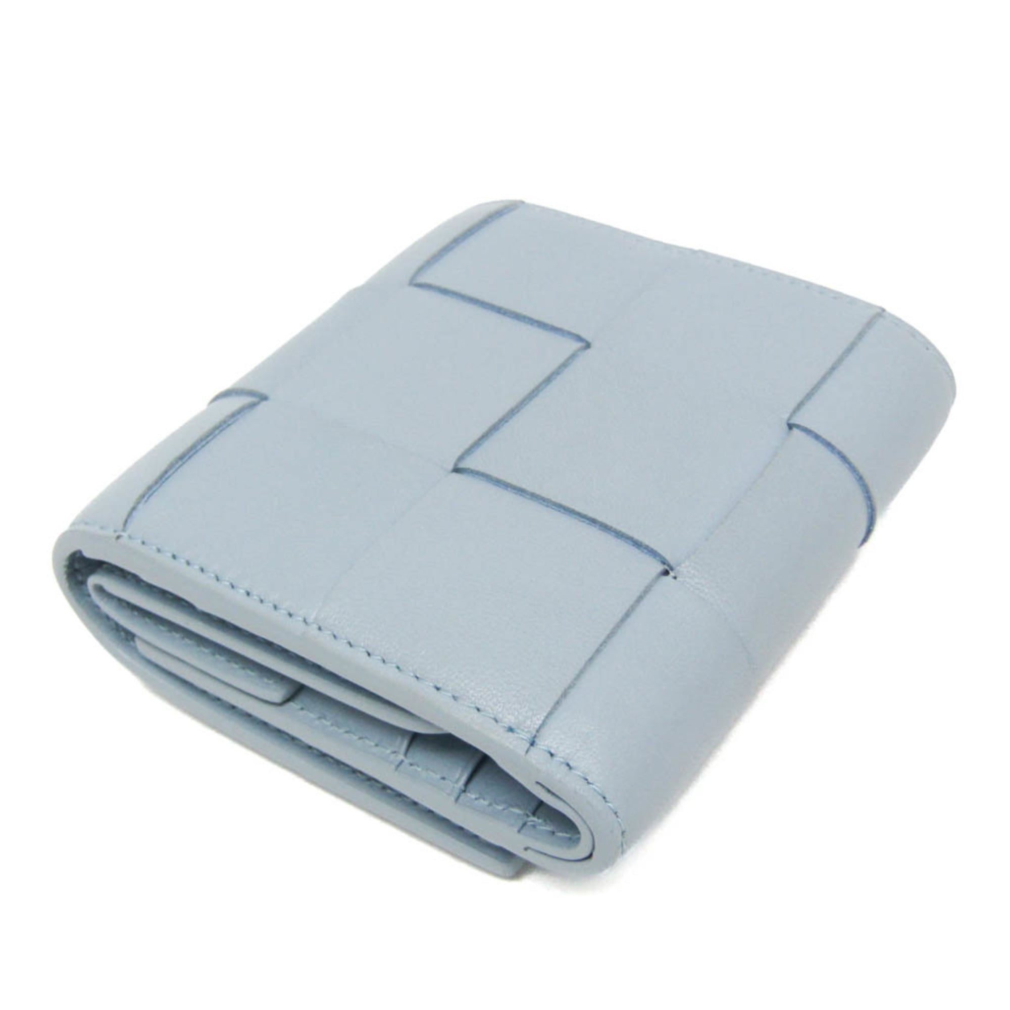 Bottega Veneta CASSETTE Men,Women Leather Middle Wallet (tri-fold) Light Blue