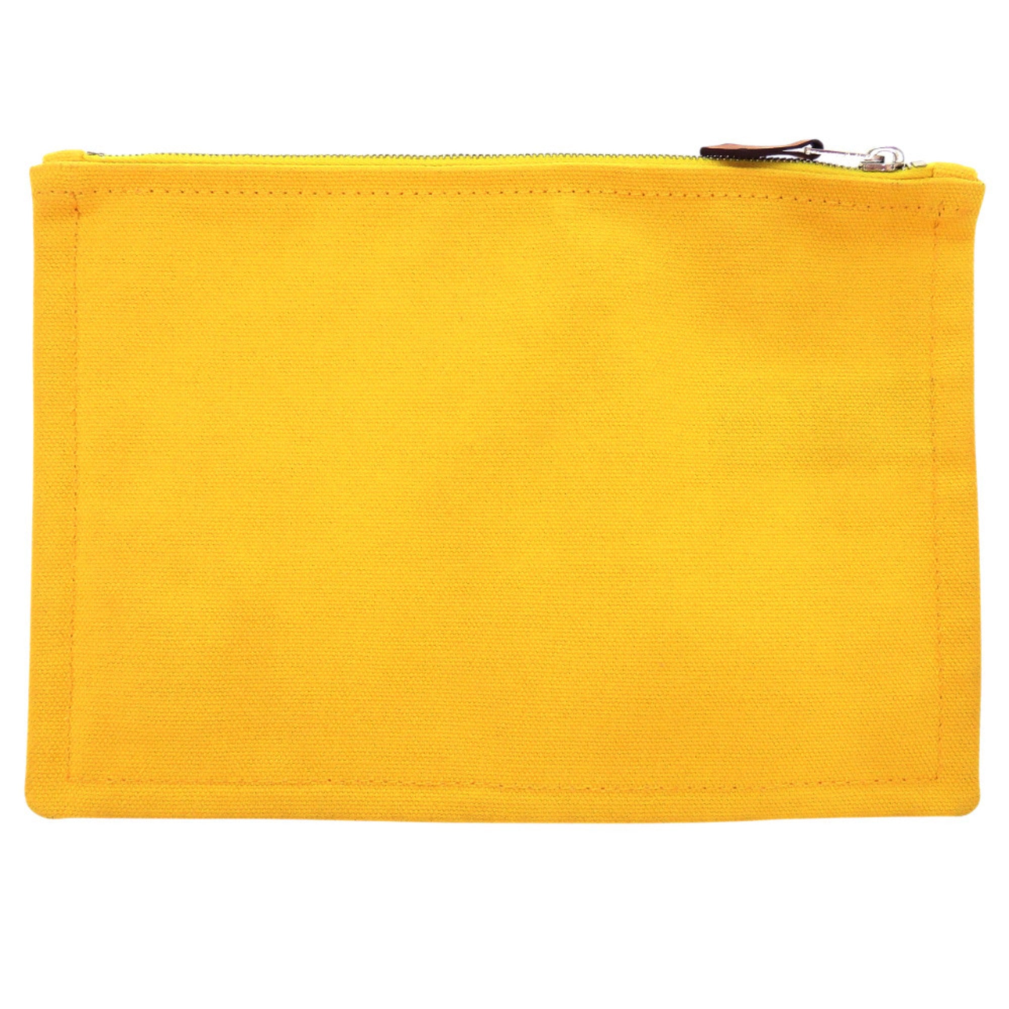 Hermes Flat Pouch PM Cotton Canvas Yellow Handbag 0347HERMES — Like New