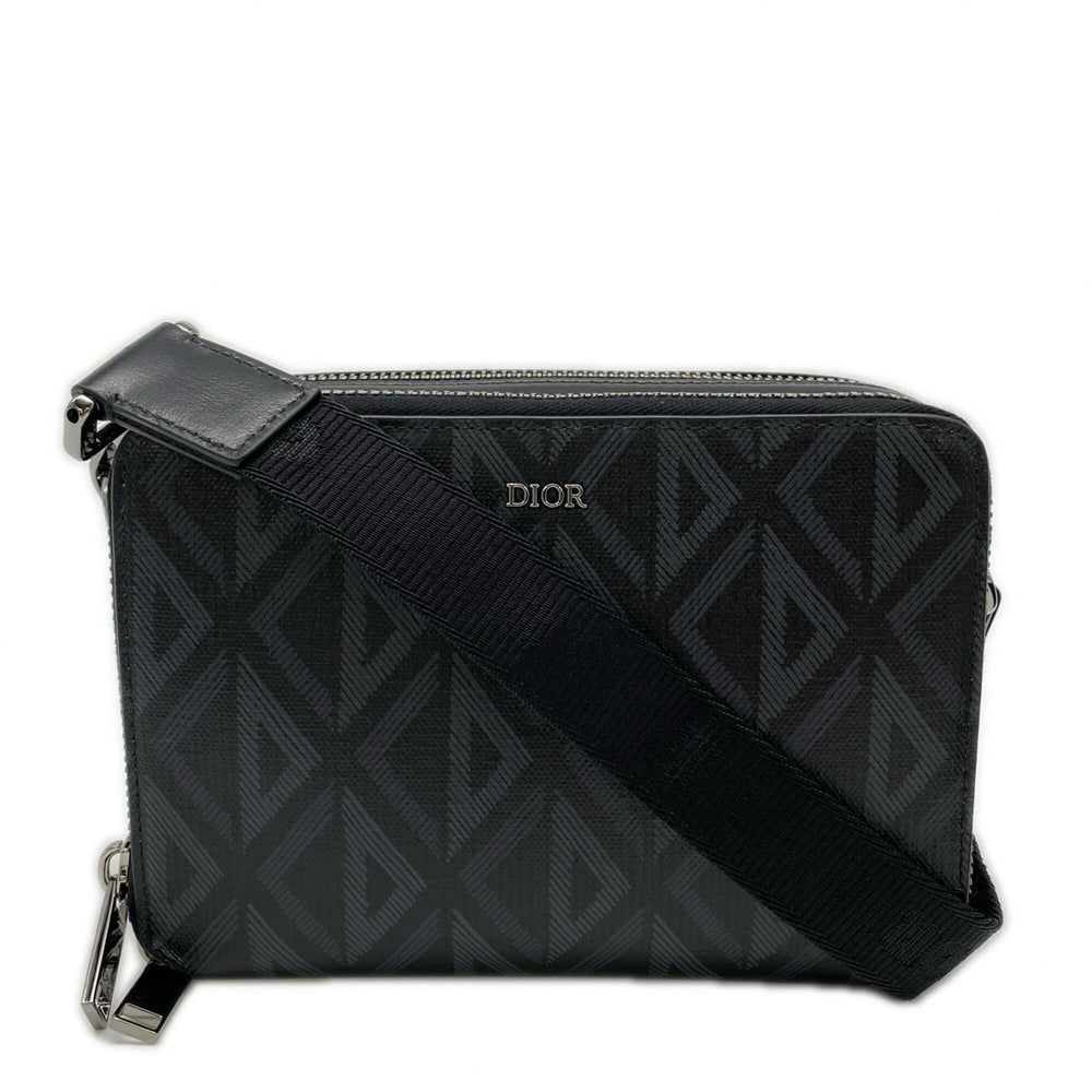 Christian Dior CD Diamond Messenger Pouch 2ESBC119 Shoulder Bag Black Gray Leather Women's — New - Store Return
