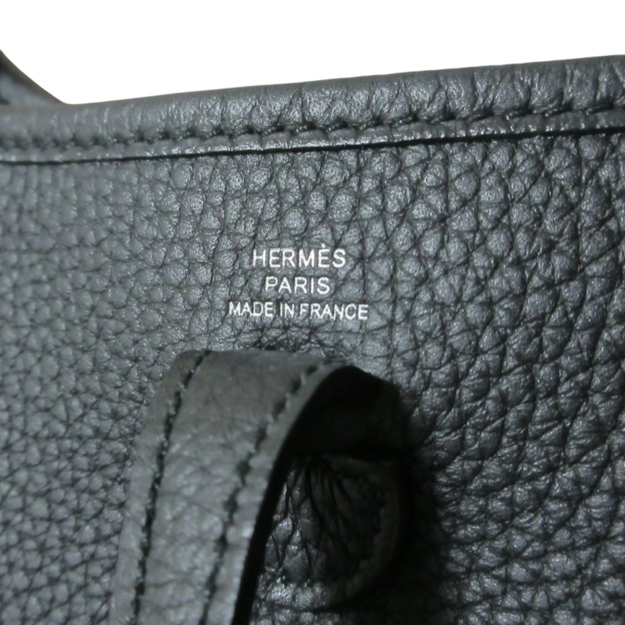 HERMES Evelyne TPM Taurillon Clemence Leather Shoulder Bag, Noir Black, U Stamp, Women's — Like New