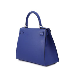 Hermes Kelly 28 Handbag, Sellier Stitching, Blue Electric Matte Epsom Leather, B Stamp, 2-way Shoulder Bag. Kelly, Women's Handbag — Like New