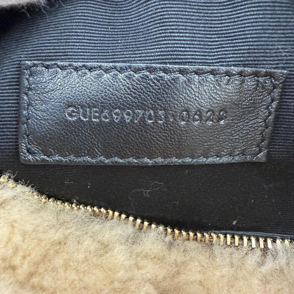 Yves Saint Laurent SAINT LAURENT PARIS 699703 Sade Mini Tube Bag, Shearling Chain Shoulder Handbag, Beige/Brown, Made in Italy, Women's — Like New