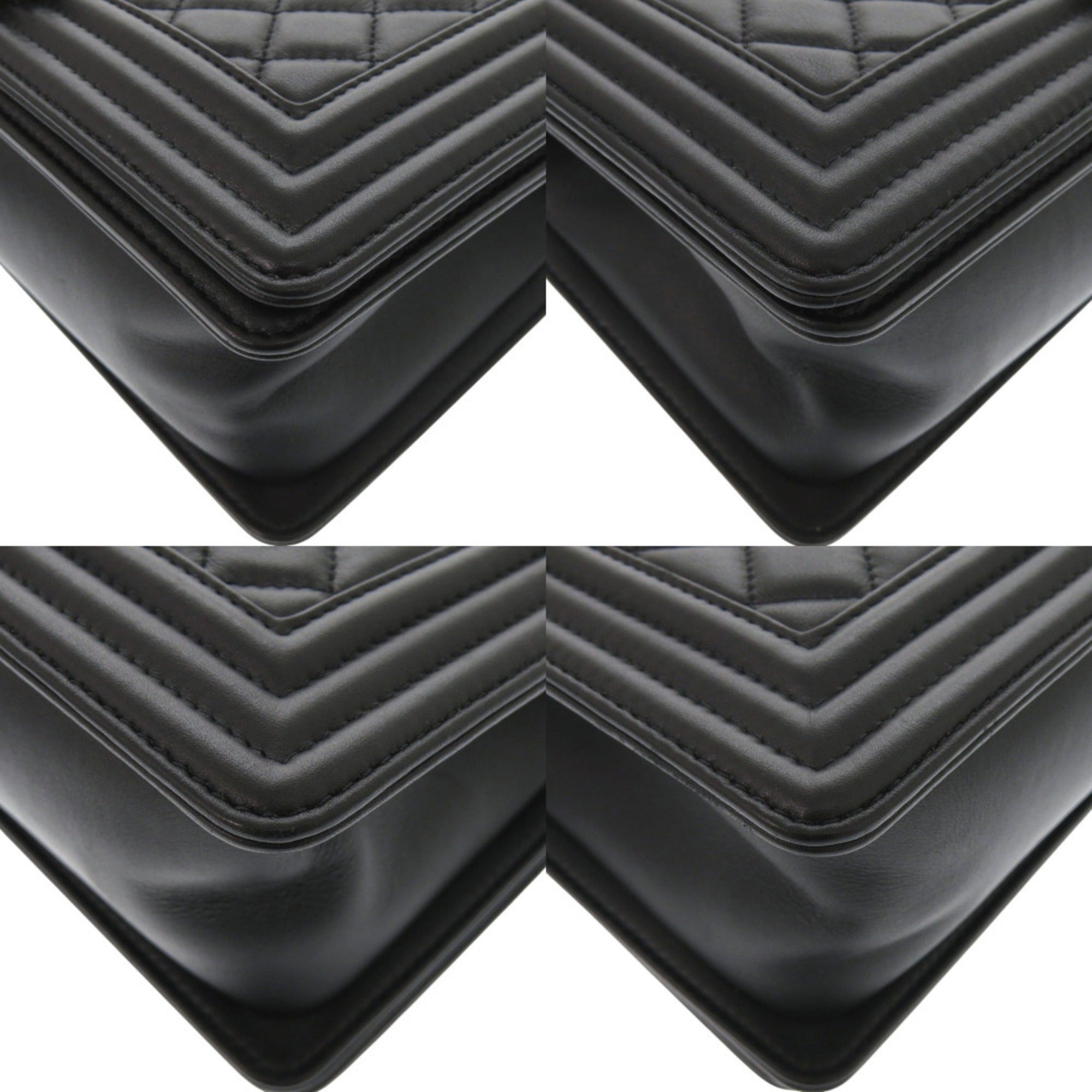 Chanel Boy 25 Coco Mark Lambskin Black Random Plate Shoulder Bag 0269CHANEL — Like New