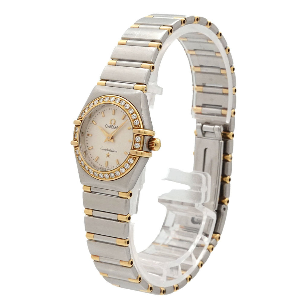 Omega Constellation Mini Combination 1267 30 Ladies' Watch, Diamond Bezel, Silver/YG Yellow Gold, Quartz Watch — Very Good